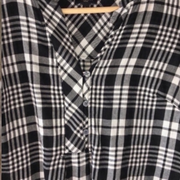 Talbots Plaid Half Button Blouse - Picture 2 of 4